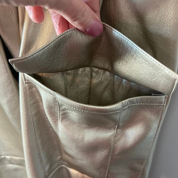 Generation Love Anthropologie Aidan Metallic Vegan Leather Jogger Pants Large - Picture 11 of 15